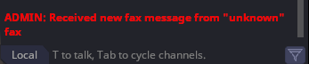 An image of the fax received notification in admin chat