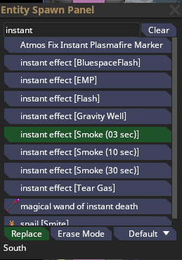 A screenshot of the F5 panel with instant effects